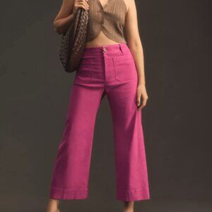 Maeve The Colette Cropped Wide Leg Pants Rose Pink Size 33